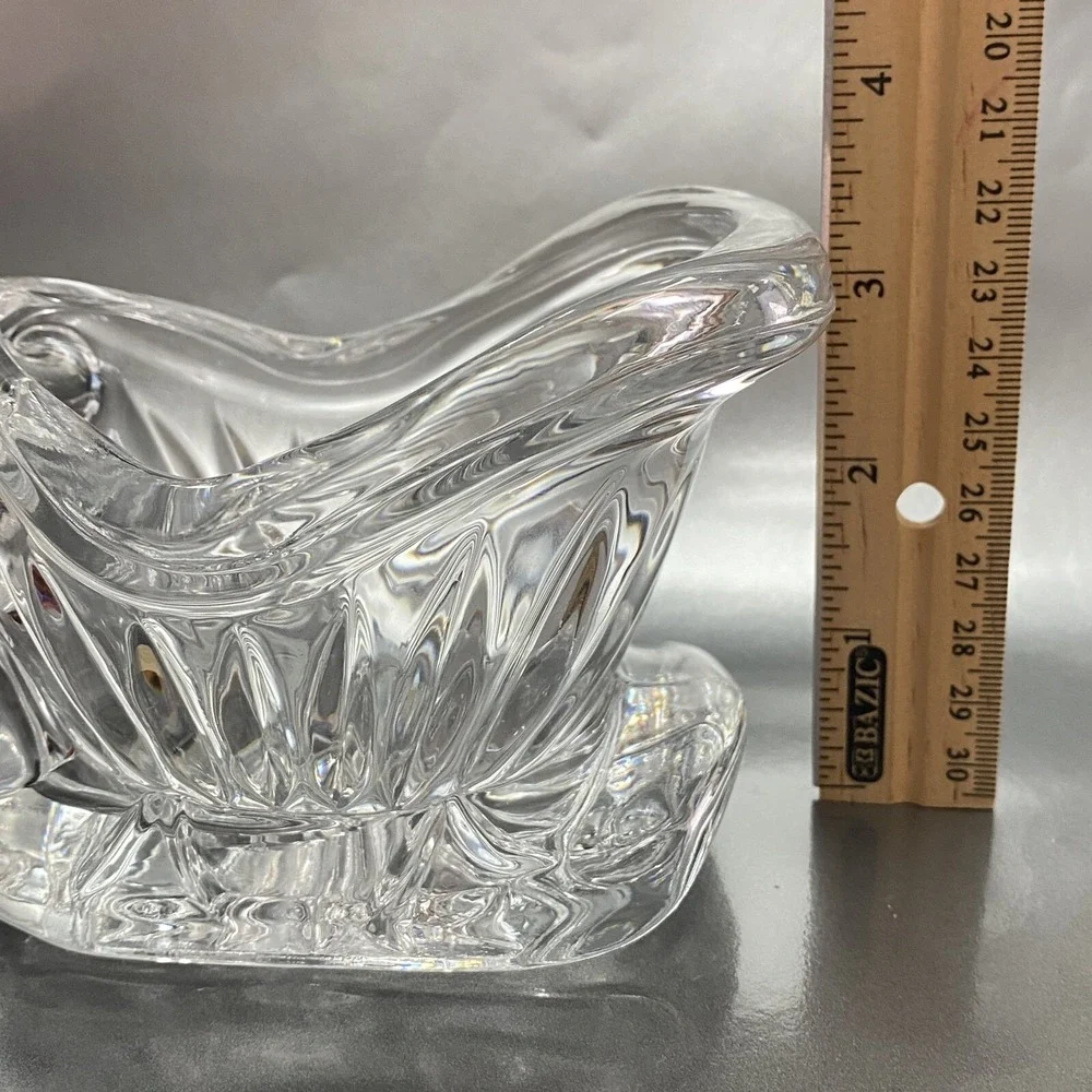 Vintage Crystal Glass Sleigh Candy‎ Dish Bowl Candle Holder Christmas Decoration